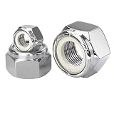 BOLDGNAITE 20pcs 1/4"-20 Nylon Insert Lock Nuts, 304 Stainless Steel Nylock Nuts, Inch SAE Coarse Thread Self-Locking Hex Nuts, Reusable Anti-Loose Corrosion Resistant