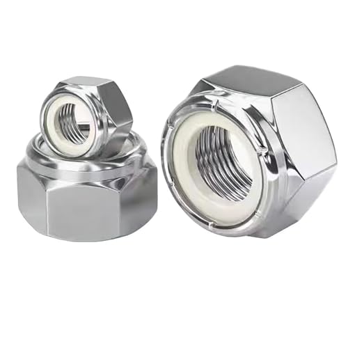 BOLDGNAITE 20pcs 1/4"-20 Nylon Insert Lock Nuts, 304 Stainless Steel Nylock Nuts, Inch SAE Coarse Thread Self-Locking Hex Nuts, Reusable Anti-Loose Corrosion Resistant