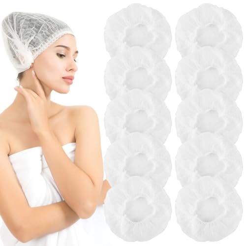 Solivive 120 Stück Einweg Haarnetz, OP Haube aus Einwegstoff Weiß, Elastischem Band Vlies-Kopfhauben mit Gummiband, Latexfrei für Hygienebereiche Küche und Medizinische Zwecke Universalgröße
