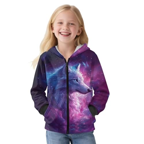 Girl's Long Sleeve Sweatshirts Zip Up Hoodies with Pockets Pullover Hooded Fall Jacket for Unisex Kids S-XL