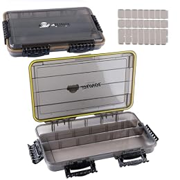 RUNCL Fishing Tackle Box, Waterproof Tray for Jigs Lures, Thicker Floating Tackle Utility Box with Adjustable Dividers, 3600/3700/Large 3700 Size
