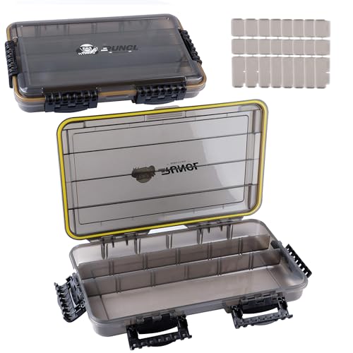 RUNCL Fishing Tackle Box, Waterproof Tray for Jigs Lures, Thicker Floating Tackle Utility Box with Adjustable Dividers, 3600/3700/Large 3700 Size by RUNCL - Used condition - US$29.44