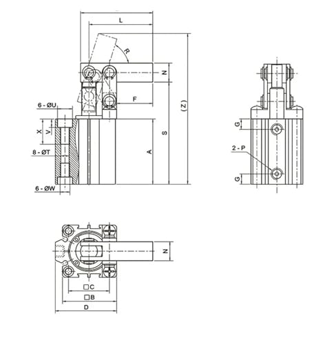 Vérin Pneumatique 63 Contre les Vibrations de Fixation Industrielle