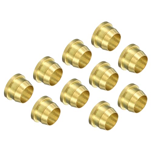 PATIKIL 6mm Tube OD Brass Compression Sleeves Ferrules 5 Pack Brass Compression Fitting Assortment Kit, Gold Tone