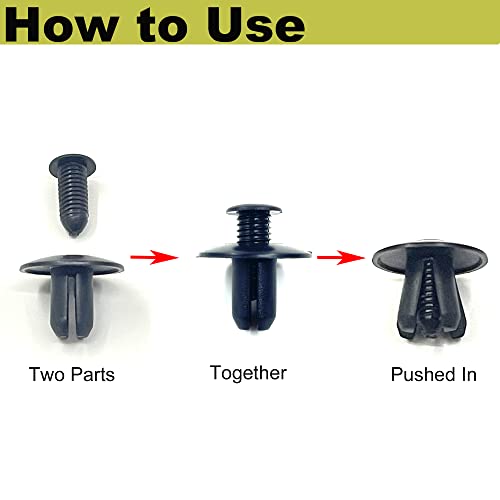 Image of Nylon Push Retainer Clips for 8mm Hole, 100pcs Rivet Push Type Clips | Clips Fits for Ford Mazda Hyundai Kia fender liner, door trim, bumper shield. Replace MB-455-56143 & 86590-28000 - 100pcs