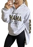 TAIUICY Women Leopard Print Boy Mama Zip Up Sweatshirt Funny Mom Heart Graphic High Collar Quarter 1