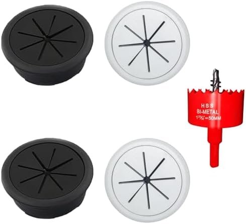 4Pcs Cord Hider Kit For Wall Mounted TV - Includes Pass Throughs, Hole Saw, Cable Ties, 60mm Hole