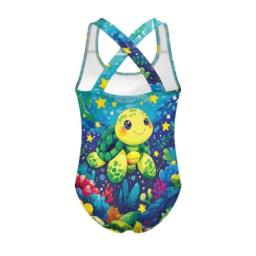 Image of Kid One Piece Swimsuit with Cross Back Girls Summer Sleeveles Swimwear for 5-14 Years