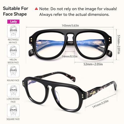 Image of Dollger Aviator Blue Light Glasses for Men Women Acetate Anti Bluelight Blocking Glasses for Computer Fashion Eyeglasses