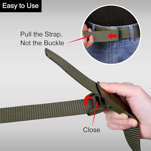 Image of Tactical Nylon Web Belt, Black, Lightweight Plastic Buckle, No-Snag Design, Airport-Friendly, 120cm