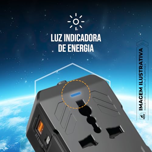 Gshield Adaptador Universal de Tomada para Viagem Internacional e Carregador Turbo Power Delivery co