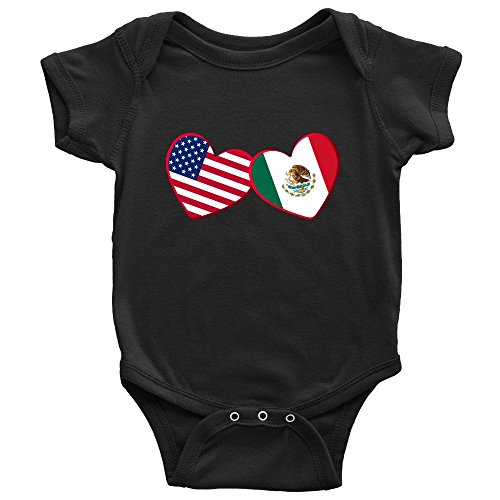 teelaunch Mexican and American - Infant Bodysuit Baby Romper Black