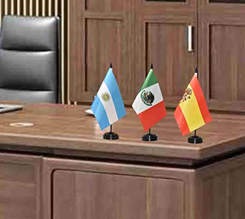 Lebei 21 Spanish Language Speaking Countries Desk Flags Small Mini Stick Flags For Classroom Latin American Latino Table Flags Come With Black Base 5X8 Inch #TOP3
