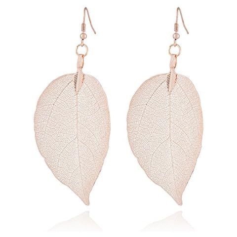 Selia elegante sommerliche Trend Ohrringe in Blatt Optik - Feder Feather Statement Ohrstecker in Blattform Cover