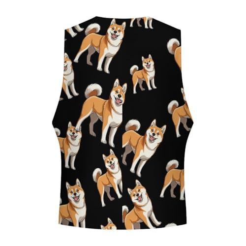 Japanese Akita Dog Casual Suit Vest for Men Formal Business Dress Regular Fit Waistcoat Tuxedo4