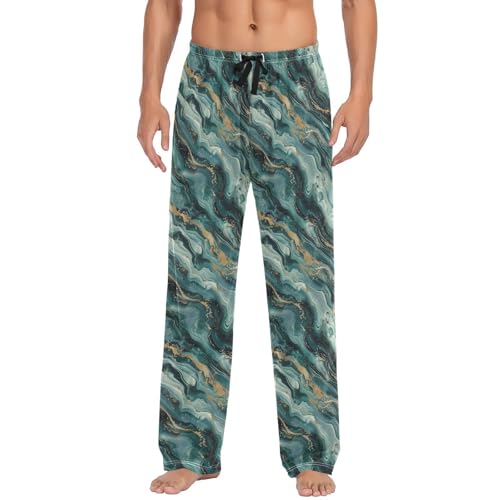 Pantalon de pyjama homme marbre vert chaud confortable nuit lounge