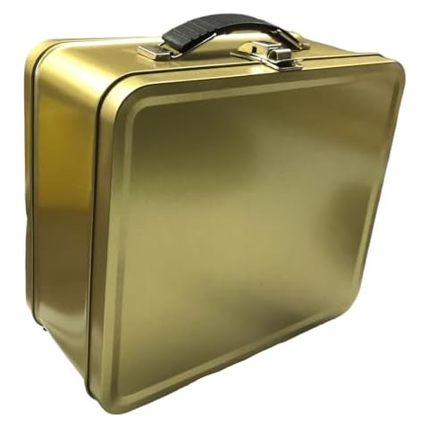 Shirin Packaging Metal Lunch Box Tin Metal Lunchbox Metal Retro Lunch Box Vintage Lunch Pale Mini Lunch Box Tin Funny Metal Lunch Box - Gold Cover