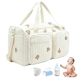 CEWROM Vielseitige Wickeltasche, Baby Wickeltasche und Umstandstasche, Leichte Gepolsterte Wickeltasche mit Stickerei für Schwangerschaft und Babypflege für Krankenhaus und Wochenendausflüge