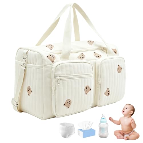 CEWROM Vielseitige Wickeltasche, Baby Wickeltasche und Umstandstasche, Leichte Gepolsterte Wickeltasche mit Stickerei für Schwangerschaft und Babypflege für Krankenhaus und Wochenendausflüge