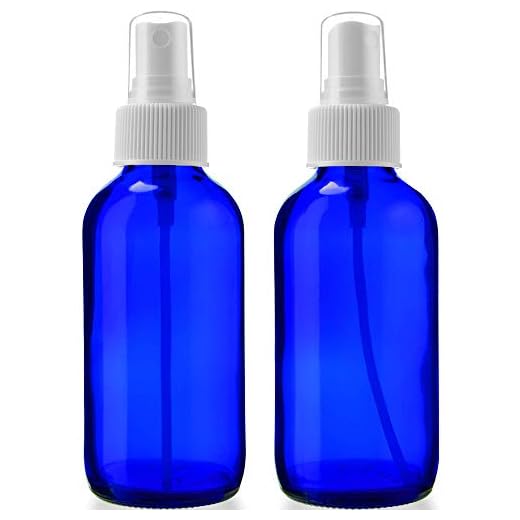 2 Empty Blue Glass Spray Bottles - 4oz Refillable Bottle is Great for Essential Oils, Organic Beauty Solutions, Homemade Cleaning and Aromatherapy - Small Portable Misters with Caps and Labels - 2 Pack