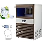 CREWORKS Commercial Ice Machine, Industrial Ice Maker Machine, Freestanding Stainless Steel Ice Cube Machine 55 pc Ice Cubes with Large Storage(88.45KG 195LB/24H)