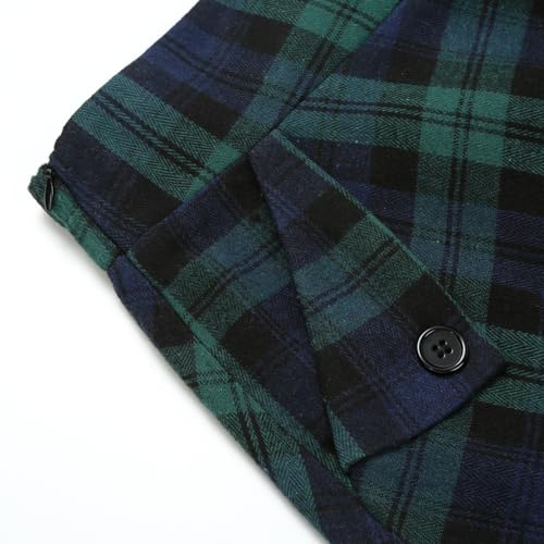 IDEALSANXUN Womens Plaid Skirts Fall Winter High Waisted A Line Long Pleated Maxi Skirt with Pockets3