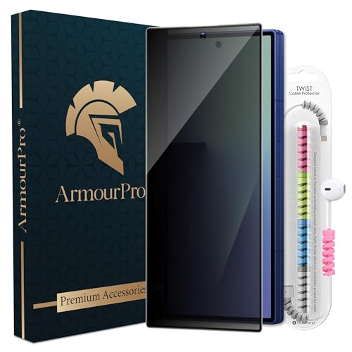 Image of ArmourPro Privacy Tempered Glass for Samsung Galaxy Z Fold 7, Anti Spy Anti Peeping Screen Protector, Edge-to-Edge Full Coverage, 9H Hardness with Cable Protector | Black