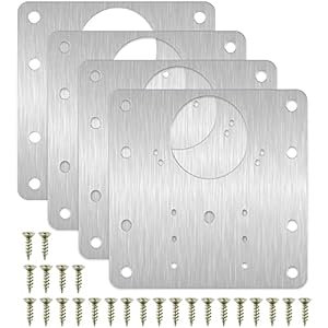 Piastre di Riparazione per Cerniere per Armadietti, Magsellsky 4 Pezzi Il Kit di Piastre di Riparazione Incernierate Include Viti di Fermo, Protezione per Porta Dell’armadio in Legno, Mobili (4)