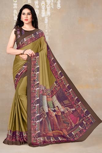Image of MIRCHI FASHION Saree for Woman Chiffon Kalamkari Design | Professional Office Wear Lightweight Sari for All-Day Comfort with Blouse (Available in 15 Colors)