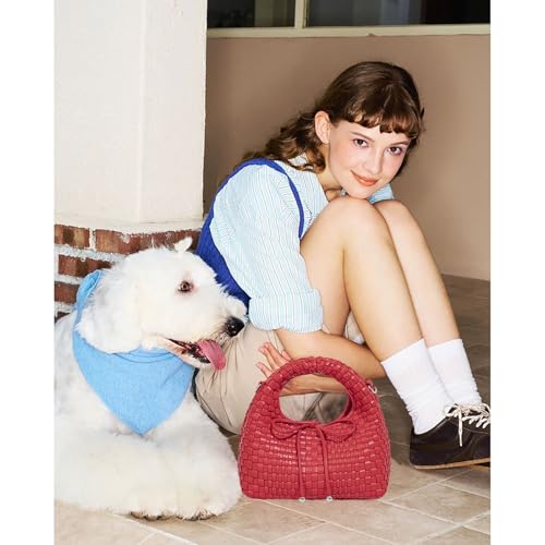 Image of JINMANXUE Fashion Mini Handbag For Women, Woven Tote Bucket Composite Bag Knitting Chain Bags, Crossbody Shoulder Purses