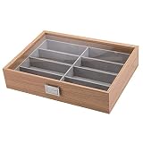 mixed24 Holz Brillenkoffer für 8 Brillen Sonnenbrillen extra großes Sichtfenster aus Echtglas Brillenaufbewahrung Brillenbox Brillenkiste Brillenpräsentation