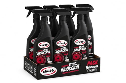 Chubb Pack 6 Limpiador Vitrocerámica e Inducción 500 ml – Limpiador 4 en 1 para Placas Vitro y de Inducción – Limpia, Protege y Abrillanta – Uso Diario – No Raya – Pack 6 x 500 ml