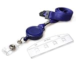 ID Swipe Card Holder & Access Card Lanyard Neck Straps with Integrated Retractable Card Reel - Navy Blue (1) Extendable Lanyard with Card Holder PCL Media ltd