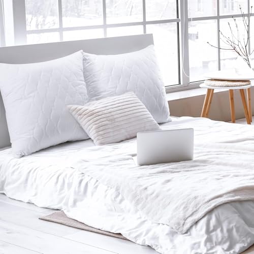 Utopia Bedding Kopfkissen 80x80 cm (2er Set), Gestepptes Kissen für Bett und als Dekokissen, Kissenfüllung, SofaKissen, Zierkissen für Couch (Weiß)