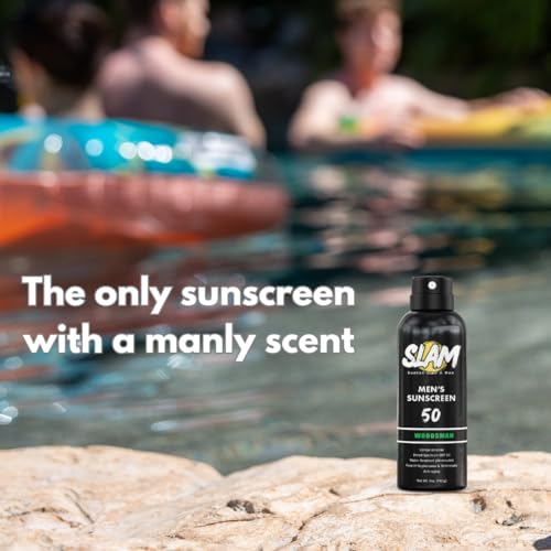 Slam Lotion 1234567 Slam Woodsman Men'S Scented Sunscreen Spray – Broad Spectrum Spf 50, Water & Sweat Resistant, Reef Safe Sun Screen Spray, Uva/Uvb Protection – Teakwood Scented Sunscreen Spray For Body & Face thumb #2