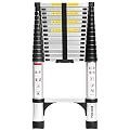 BOCOM 14.5 FT Aluminum Telescoping Ladder, Lightweight Multi-Purpose Collapsible Extension with 2 Triangle Stabilizers, Heavy Duty 330 lbs Max Capacity, Ideal for Home, RV, and Outdoor Work Silver