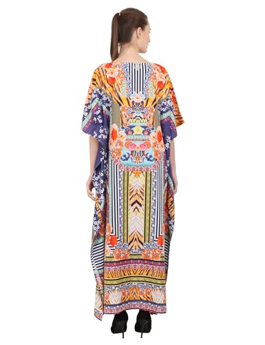 Image of Miss Lavish London Kaftan Dresses for Women,Beach Kaftan Coverups,Hawaiian Coverups for Women,Long Beach & Swimsuit Coverups,Plus Size African Caftan Dress,Moroccan Style Loungewear Multi 2XL
