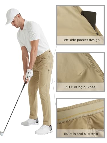 INCERUN Men's Golf Pants Stretch Casual Dress Pants Quick Dry Classic Fit Water Resistant Pant with Pocket Lightweight Breathable Slacks Work Travel Trousers Navy Khaki XX-Large — view 3