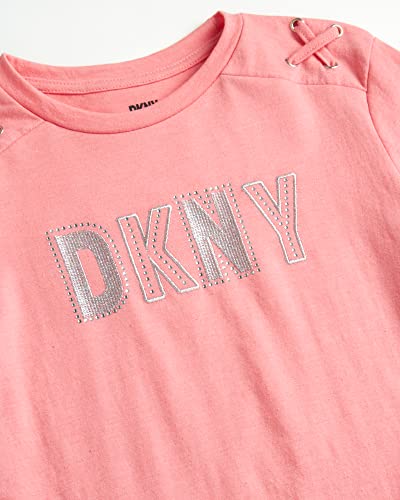 Dkny Girls' Leggings Set - 2 Piece Long Sleeve T-Shirt And Leggings (Size: 7-16), Size 7, Rosette/Charcoal Heather #TOP3