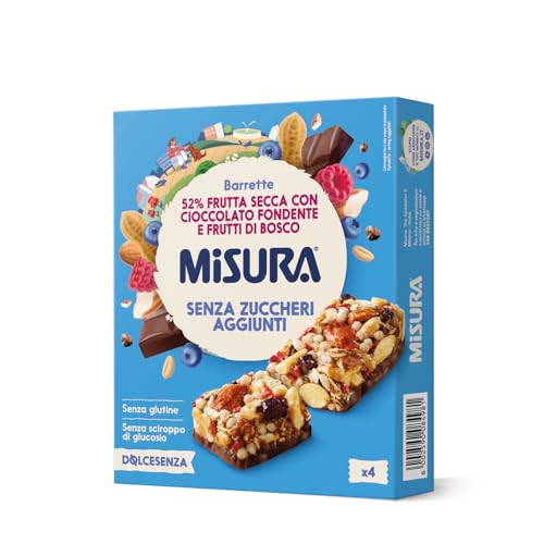 Misura Barretta con Frutta Secca, Cioccolato Fondente e Frutti di Bosco | Senza Zuccheri Aggiunti | Packaging esterno in Carta Certificata FSC| Confezione da 120 grammi