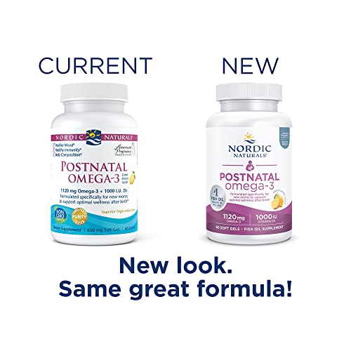 Nordic Naturals Postnatal Omega-3, Lemon - 60 Soft Gels - 1120 Total Omega-3 + 1000 Iu Vitamin D3 - Formulated For New Moms; Supports Optimal Wellness, Positive Mood, Healthy Metabolism - 30 Servings #TOP4