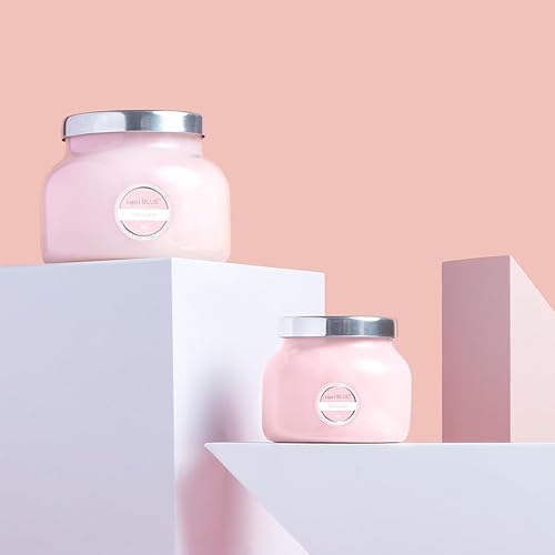 Vista 4 de Vela azul Capri - 19 onzas - Volcán., frasco, Chicle Chicle,Aqua,Blanco,Azul,Lavanda,Verde Matcha Helado,Negro