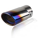 1 Pcs Car Exhaust Tip, Car Stainless Steel 5.5 Inche Tailpipe, Stainless Steel Exhaust Pipe, Bolt-On Chrome Finish Exhaust Tailpipe, Blue/Straight Exhaust Tips, Fits Most Vehicle Exhaust Pipes