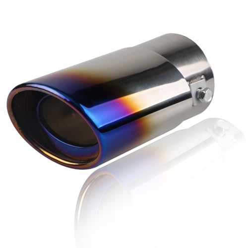 Image of 1 Pcs Car Exhaust Tip, Car Stainless Steel 5.5 Inche Tailpipe, Stainless Steel Exhaust Pipe, Bolt-On Chrome Finish Exhaust Tailpipe, Blue/Straight Exhaust Tips, Fits Most Vehicle Exhaust Pipes