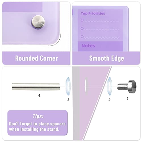 Shooffice Glass Dry Erase Board, 12" X 10" Magnetic Glass Whiteboard For Desk, Frameless Purple Glass Board With 3 Markers, To Do List Planner For Office, Home, School #TOP2
