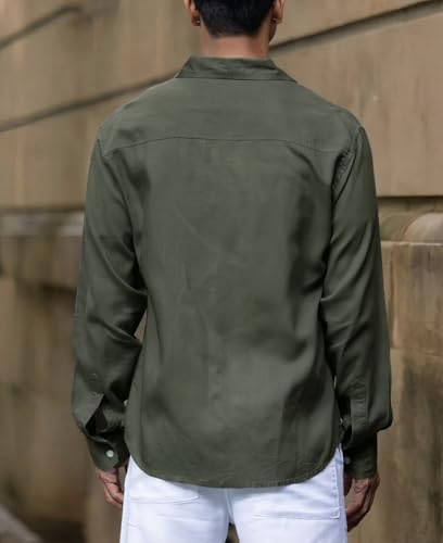 Image of IndoPrimo Men's Regular Fit Cotton Casual Shirt | Premium Solid Full Sleeve Shirt