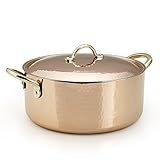 Kuprum Copper Pot 4 Quarts Tin Lined Hand-Hammered