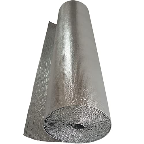 Pellicola riflettente per radiatori, barriera al vapore riflettente, rotolo isolante riflettente al calore su entrambi i lati, barriera radiante, foglio isolante in alluminio a bolle da 4-5 mm per ca