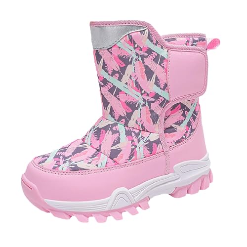 Botas de nieve para niños y niñas, botas de invierno con forro polar, botines suaves, antideslizantes, para interiores y exteriores, Pink, 30 EU