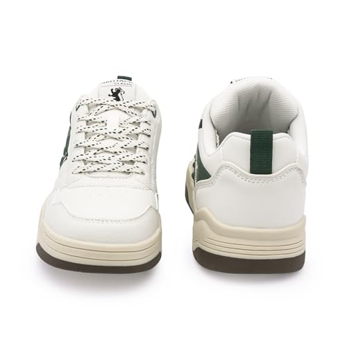 Image of Red Tape Men's Sneakers Beige Green Pu Round Toe Lace-Up Responsive Sole